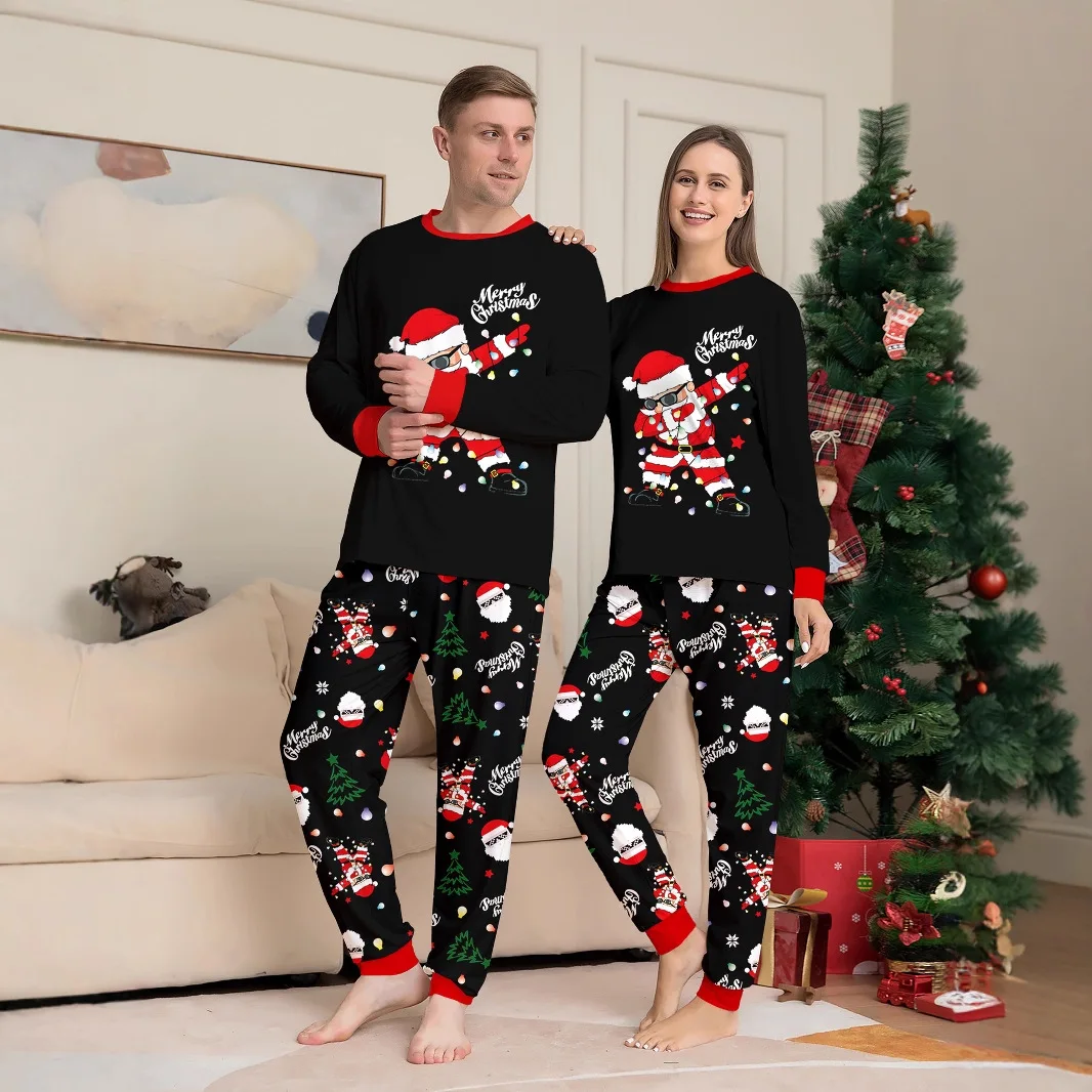 2026 New Christmas Family Outfits Dad Mom And Kids Pajamas Set Cartoon Print Cute Loose 2 Pcs Suit Sleepwear Baby&Dog Romper