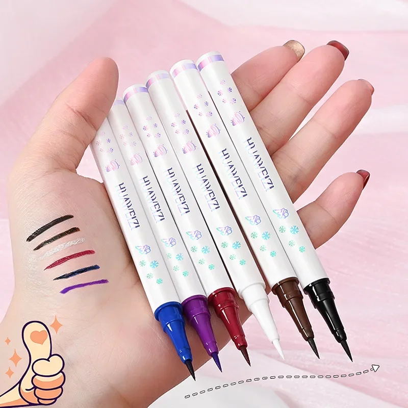 6 Colors Waterproof Blue Liquid Eyeliner Pencil Long-lasting Easy To Wear Matte Eye Liner Black Red White Purple Brown Eyliner