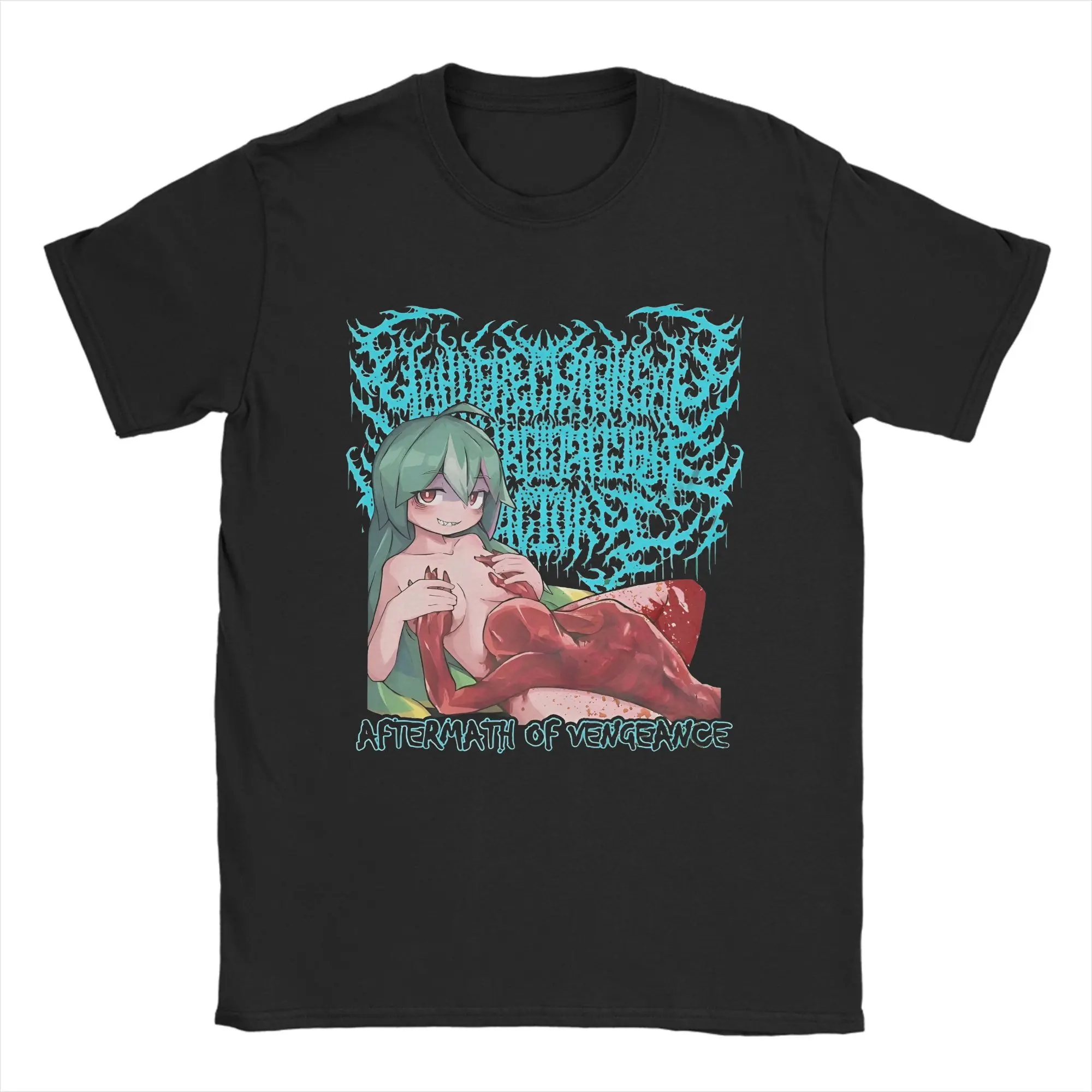 Mens T Shirt Yandere Chainsaw Factory Chainsaw Sauce Black Gold Dark Rock Anime Second Dimension T-Shirts Music Tees Cotton Tops