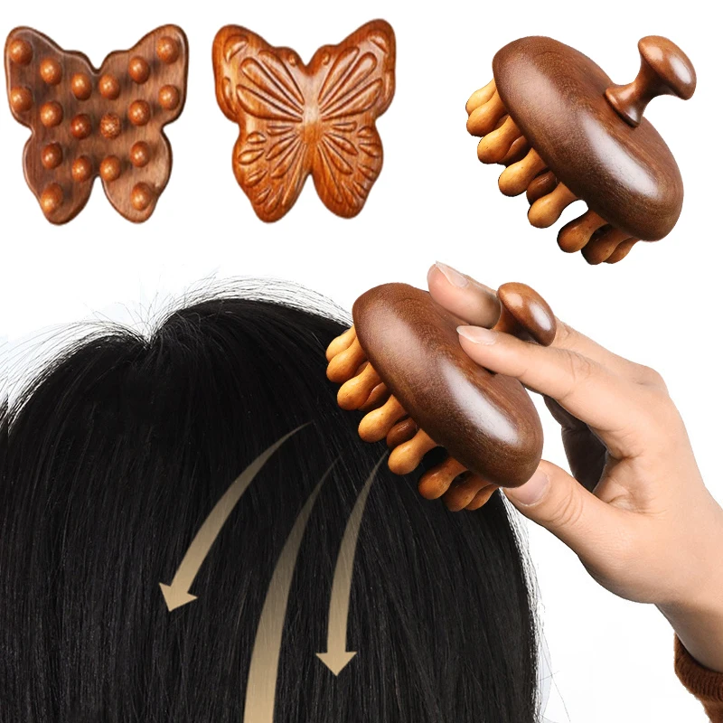 

28 грубых зубов, натуральная деревянная расческа, массажная расческа для головы, меридиан, антистатический массажер для головы, многофункциональная расческа из сандалового дерева