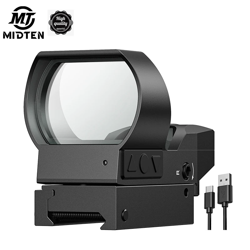 

MidTen Rechargeable Motion Awake Multiple Reticle Red Green Dot Sight 40mm Large Lens Reflex Scope Optics Paintball Sights with