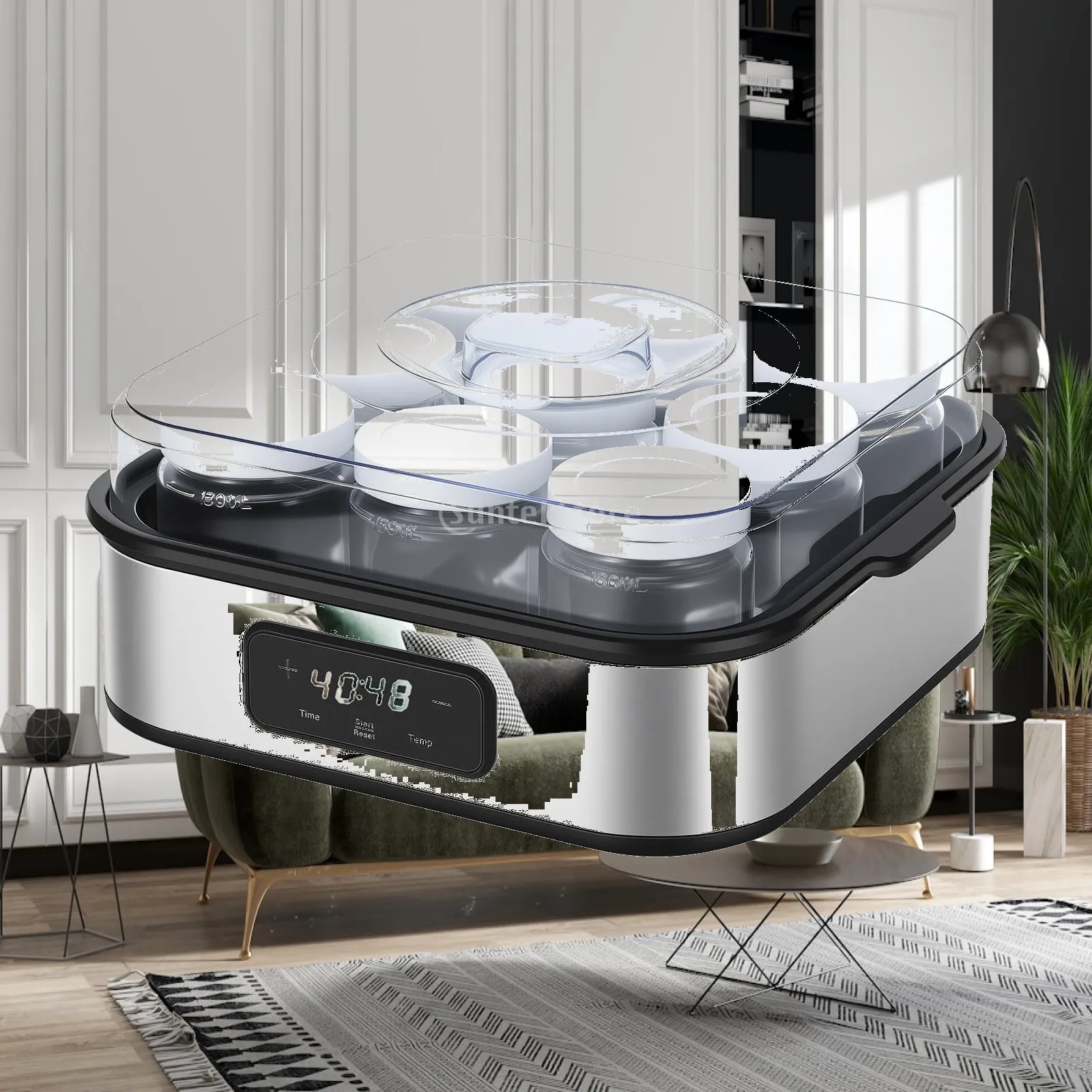 Yogurt Maker Stainless Steel Yogurt Maker with Glass Jars Fermenter Adjustable Appliance BPABPA-Safe for Families, Kitchen