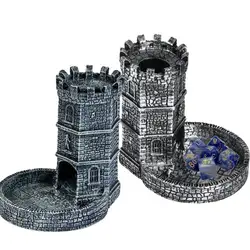 D&D Dice Tower, Hollow Castle Dice Rolling Tower DND Dice Tray for Dungeon and Dragons Game Board Game Resin RPG Dice Gift