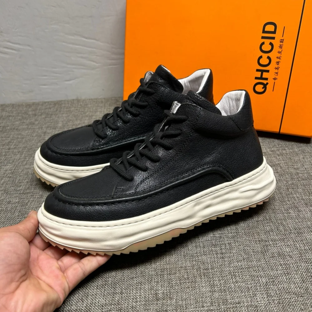 High-top shoes for men - New style high-top shoes for men - Leather fashion casual shoes for men - Mid-calf short boots
