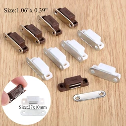 5 sztuk małe magnetyczne zatrzaski do drzwi szafka kuchenna szafa na ubrania zatrzask do szafki śruba biały brązowy sprzęt do szafki 27x10mm