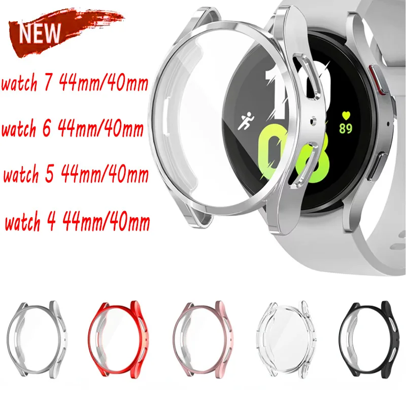 TPU Soft Case For Samsung Galaxy Watch 7/6/5/4 40mm 44mm Full Screen Protector Bumper For Galaxy Watch 7/6/4/5 Protective Cover