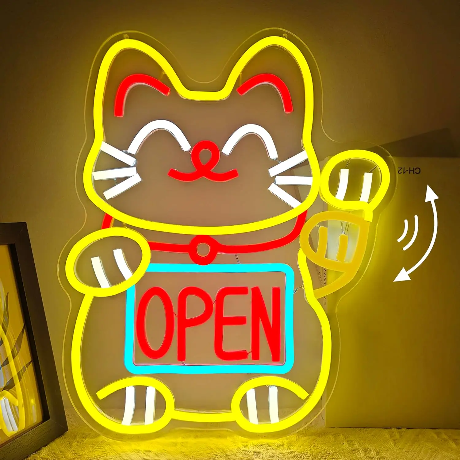 

Waving Lucky Cat Neon Sign USB Dimmable LED Neon Light for Restaurant Ramen Shop Boutique Decor Business Opening Welcome Sign