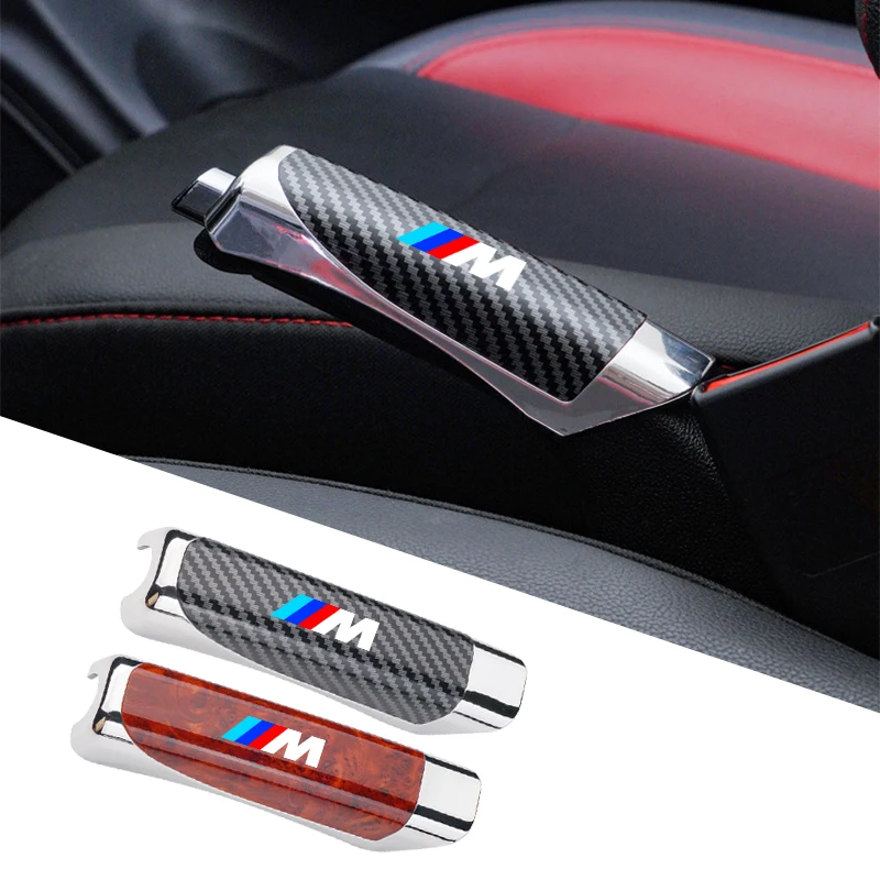 Carbon Fiber Car Leather Handbrake Cover Protective Sleeve Hand Brake Protection Car Interior For BMW M 1 3 5 Series X1 X3 F10