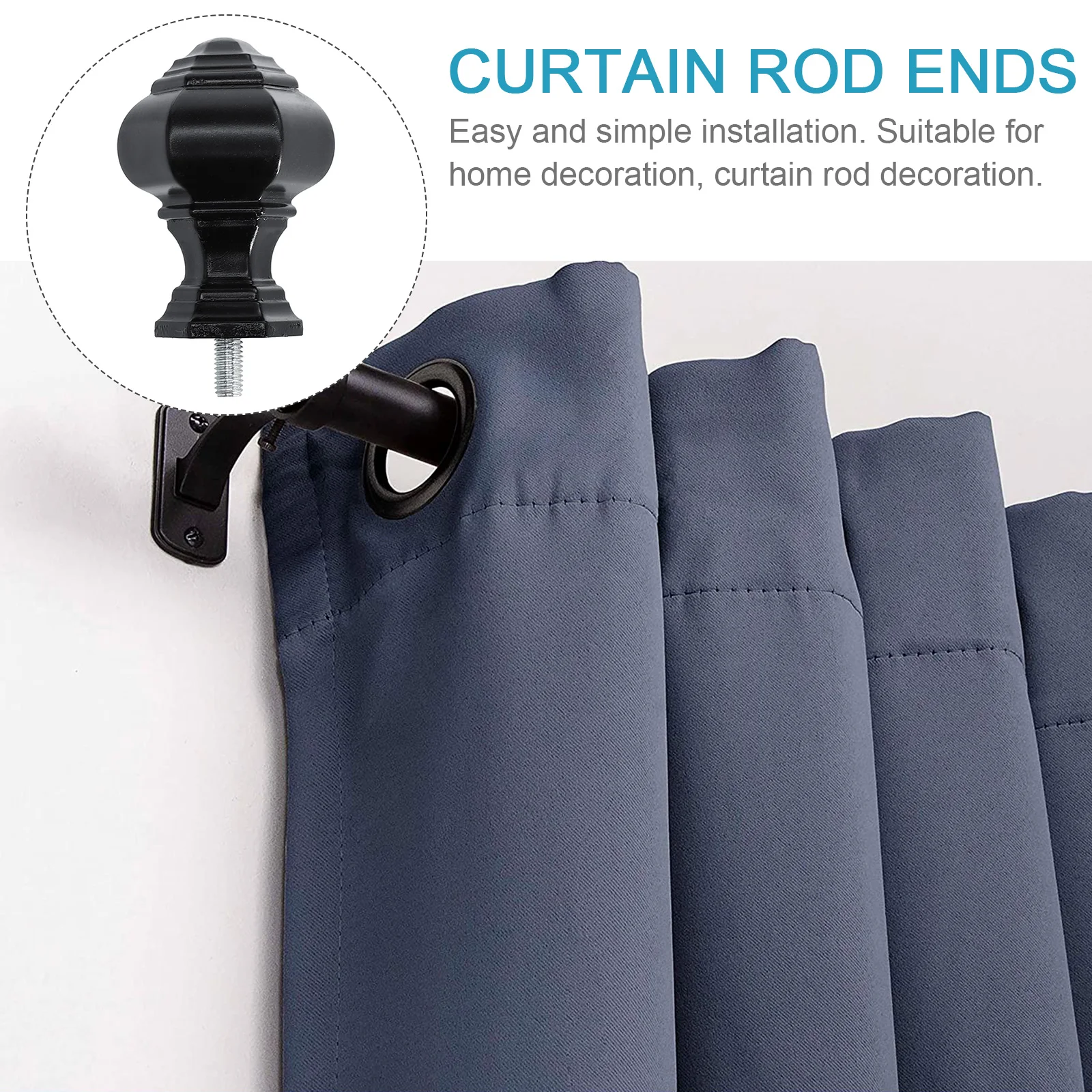 

2Pcs Curtain Rod Head Decorative Accessories Unique Chic Design Easy Clean Home Decor Roman Rod End Curtain Accessories