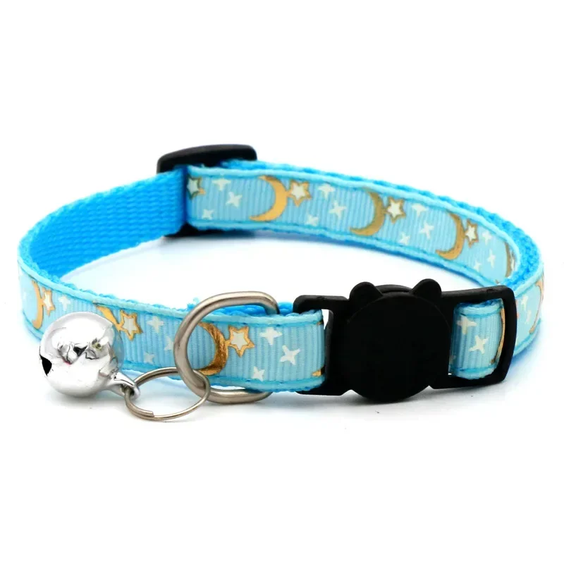 Haustierhalsband für Katzen und Hunde, goldfarben, Sterne und Mond, Haustierhalsband mit Glöckchen und PP-Material, separate Lumineszenz-Sicherheitsschnalle, solide, sicher – Detail 7