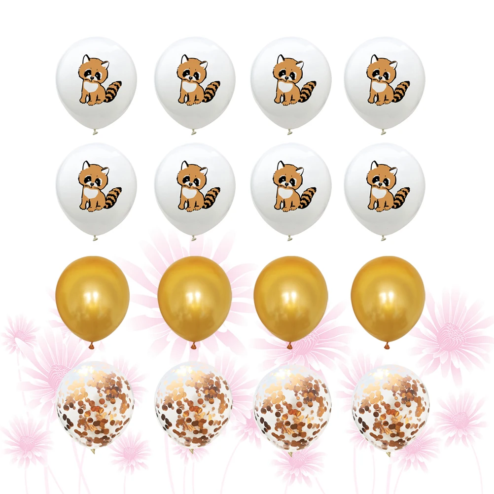 

20pcs Raccoon Animal Pattern Balloon Latex Decorative Golden Sequin Birthday Party Supplies Cartoon Animal Kids Celebration