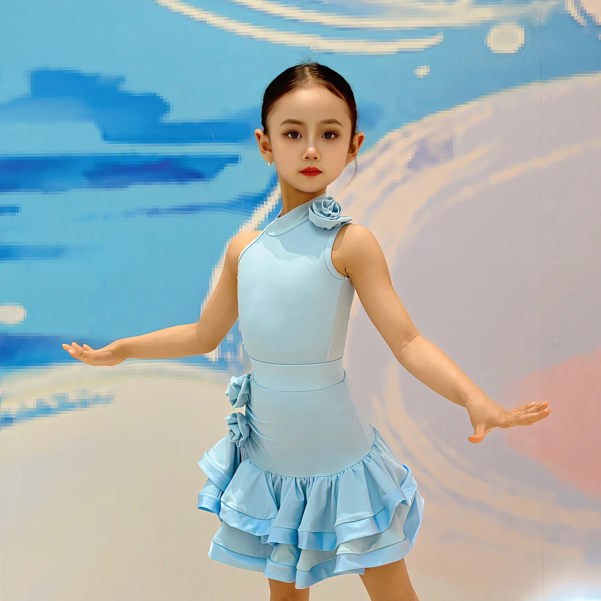 

Children New Latin dance costumes girls practice costumes samba tango Rumba dance children's performance dance costumes