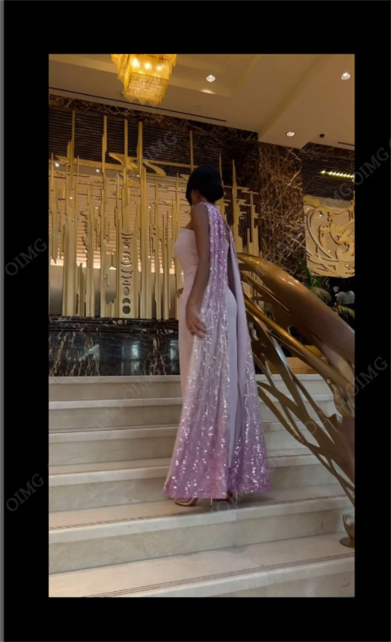 OIMG 3 Colors Dubai Arabic Long Shiny Evening Dresses Strapless Sequin Prom Gowns Formal Party Occasion Dress Vestidos de fiesta