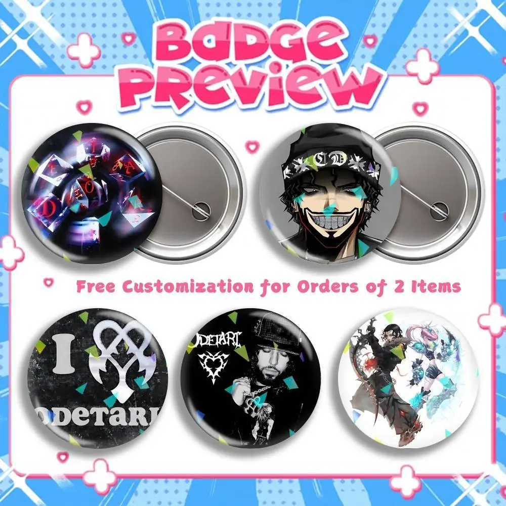 O-Odetari GOOD LOYAL THOTS Round Brooch Pins, Personalized Badges With Broken Glass Design Fashion Accessory