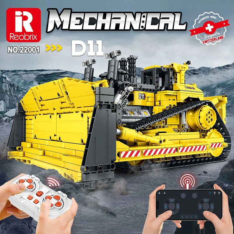 

Reobrix Blocks City Technical 22001 Remote Control Engineering Vehicle DIY Building Blocks RC Heavy Bulldozer Bricks Toys Gift