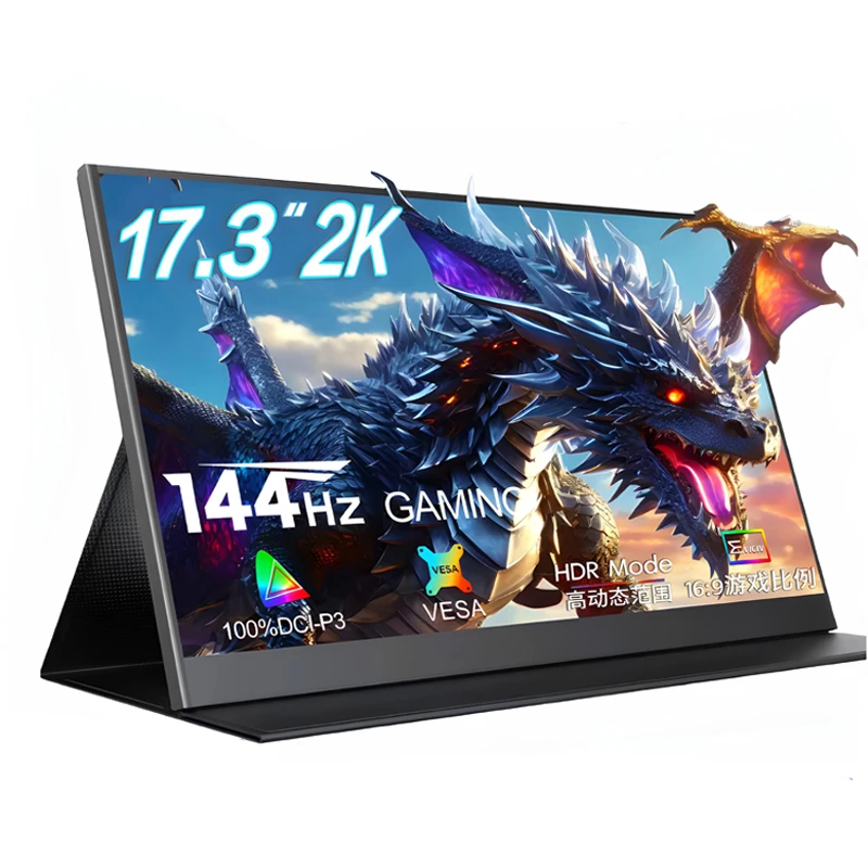 

17.3 Inch 2560x1440P 2K 144Hz Portable Gaming Monitor HDR FreeSync IPS Display for PC Mac Phone Game Console Steam Deck