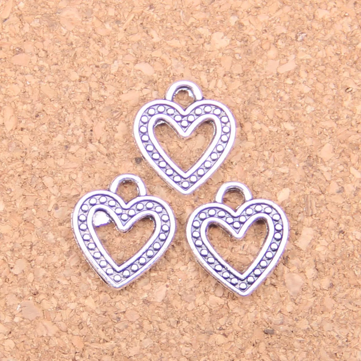 145pcs Charms Hollow Heart 14x13mm Antique Pendants,Vintage Tibetan Silver Jewelry,DIY For Bracelet Necklace