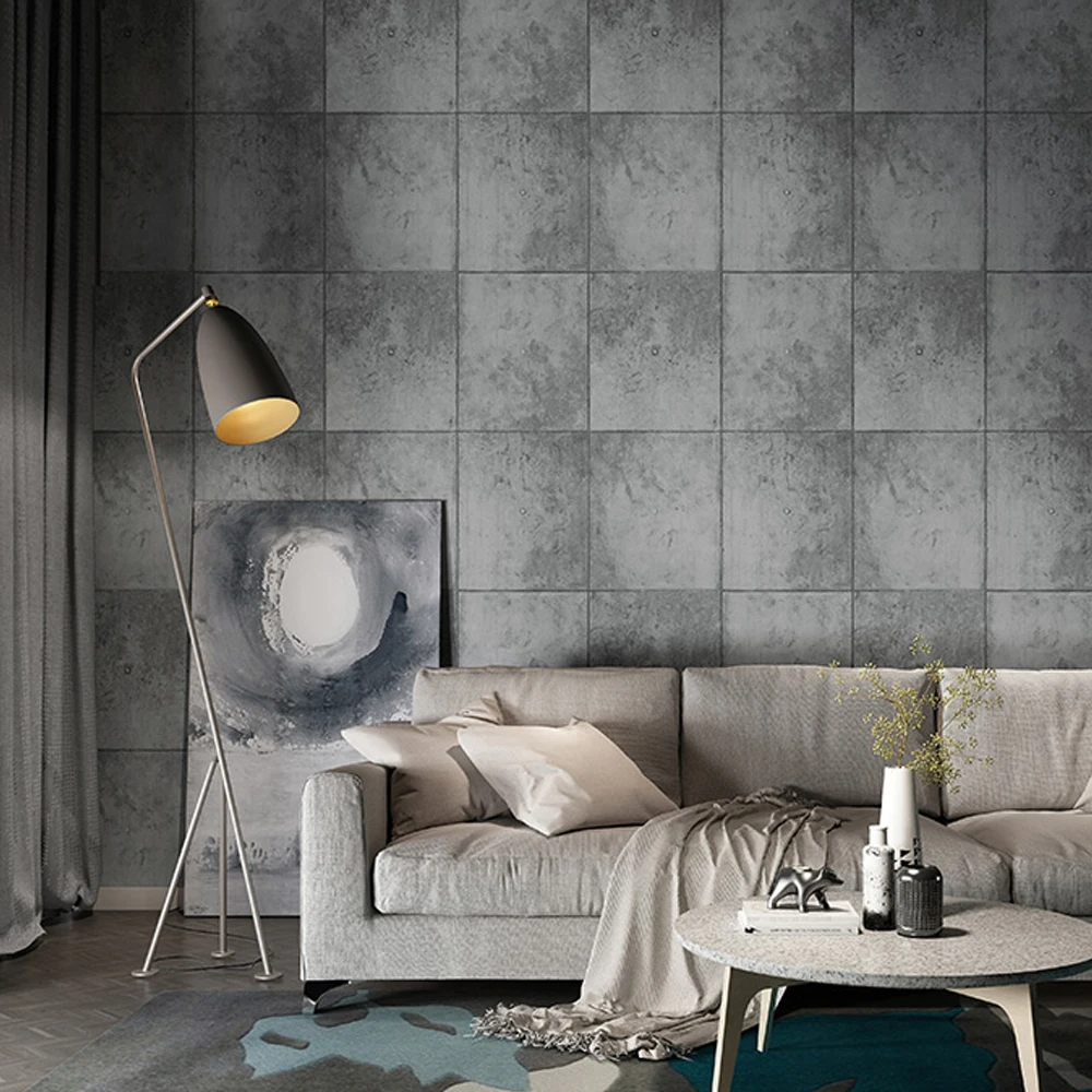 

Retro Plain Grey Cement PVC Wallpaper for Walls Bedroom Living Room Bar Cafe Restaurant Shop Background Concrete Wall Paper Roll