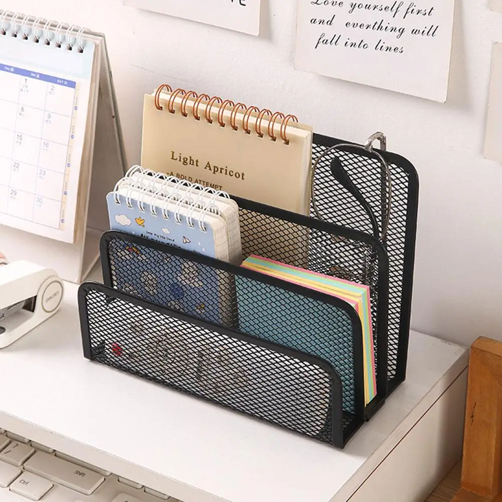 Papers Trays Notebook Stand Rack Desk 3-layer Black Metal Iron Mesh Holder for Magazine Document File Book Rack Organizer Office
