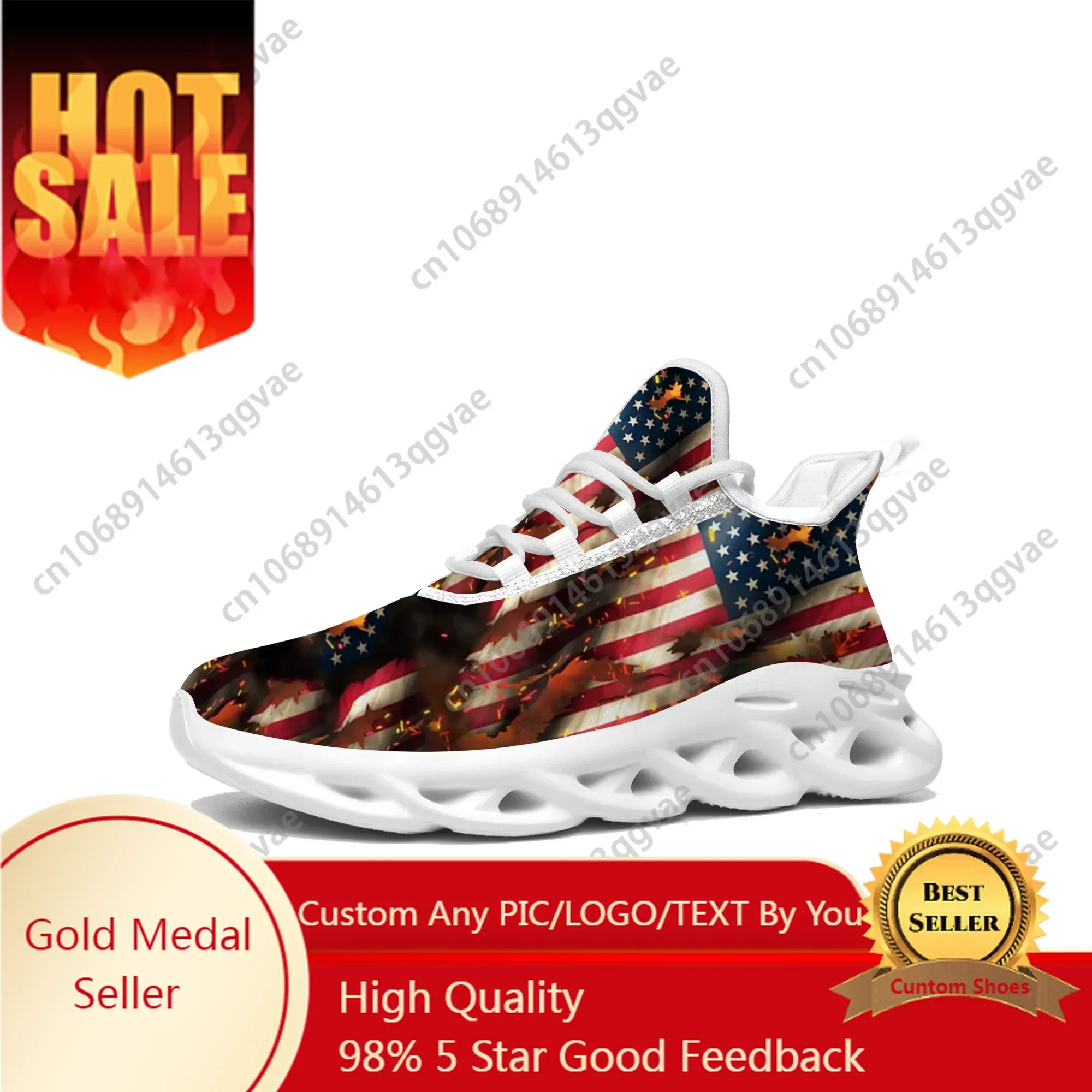 

USA American Flag Flats Sneakers Mens Womens Sports America Shoes High Quality Sneaker Lace Up Mesh Footwear Tailor-made Shoe