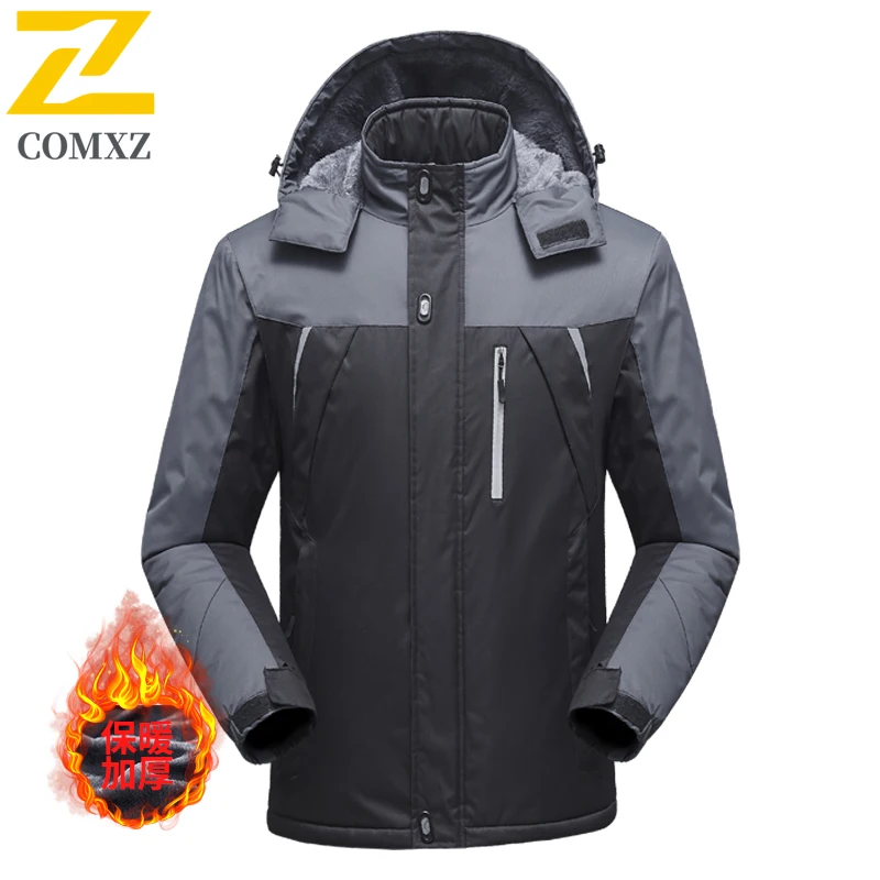 Men's Winter Thermal Jacket 2025 Waterproof Windproof Fleece-Lined Outdoor Coat Snow Skiing Mountaineering Warm Windbreaker