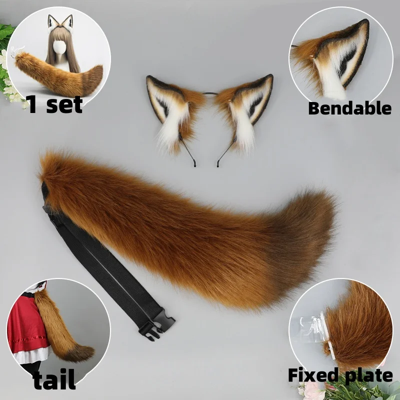 사랑스러운 뜨거운 수제 애니메이션 모피 여우 귀 머리 장식 귀여운 소녀 머리 후프 할로윈 코스프레 소품 액세서리