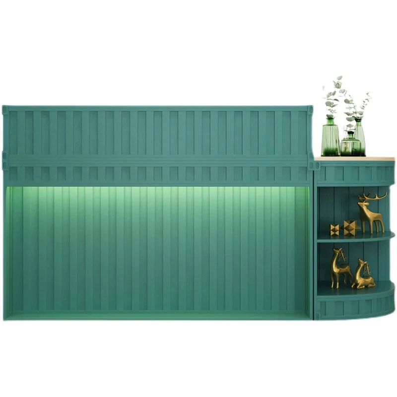 Página de pago de bar en casa nórdica, tienda de té de la leche moderna, ropa para decoración de uñas, mostrador de recepción, mostrador de recepción