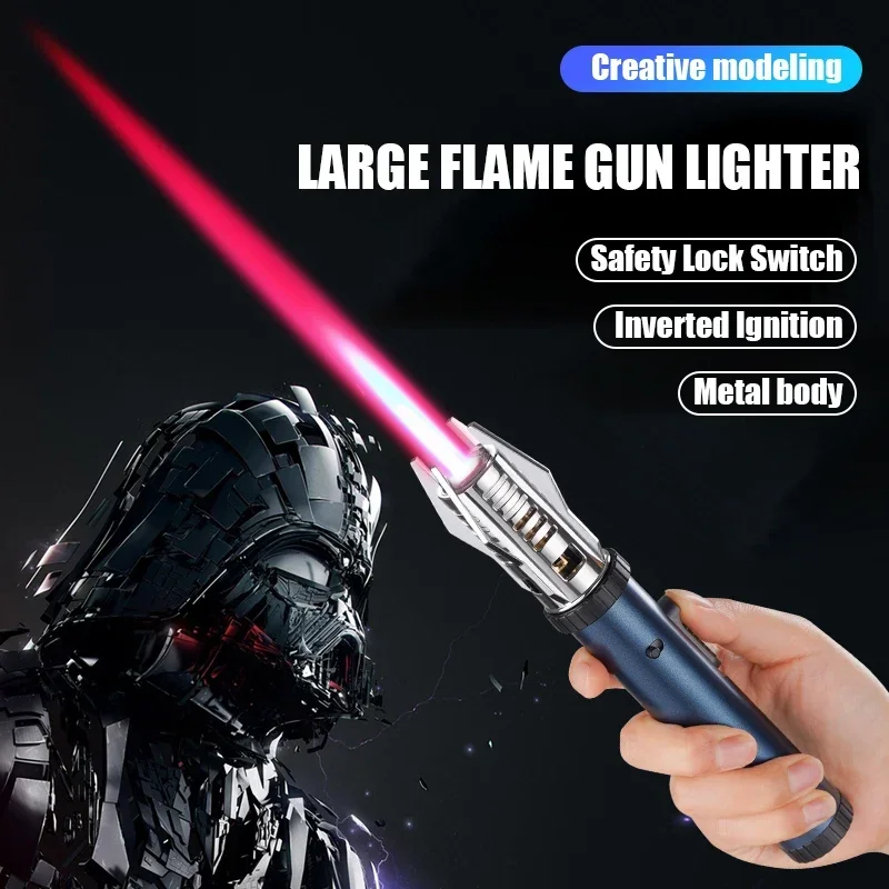 Planet Lightsaber Metal Butane Gas Lighter Spray Welding Gun 360° Use Outdoor Windproof Turbine Torch Jet Lighter BBQ Cigar Tool