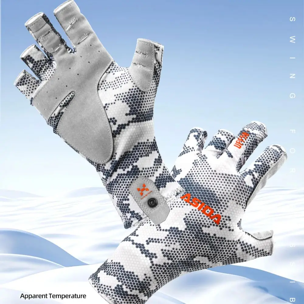 HASIDA Drying Quickly Fishing Gloves Abrasion Resistance Antislippery Silicone Silk Fabric Multi-Functional