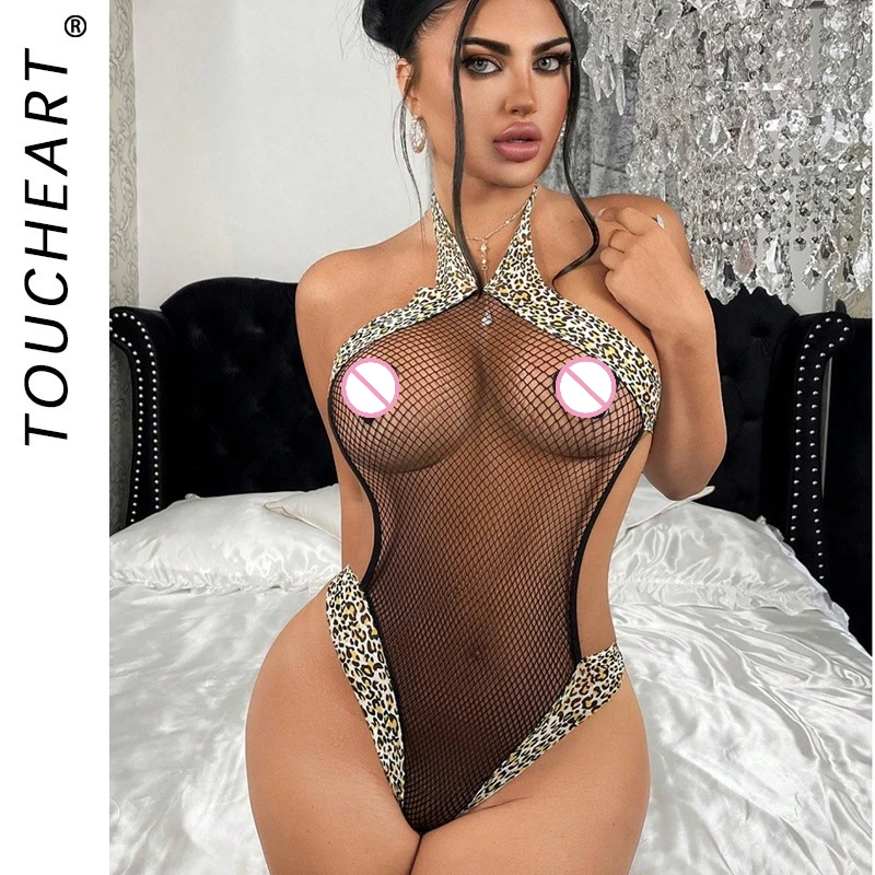 

Toucheart Erotic Sleeping Skirt Sexy Lace Leopardprint Seductive See-through Suspender SkirtBody Shaping Hollow Coquette Pajamas