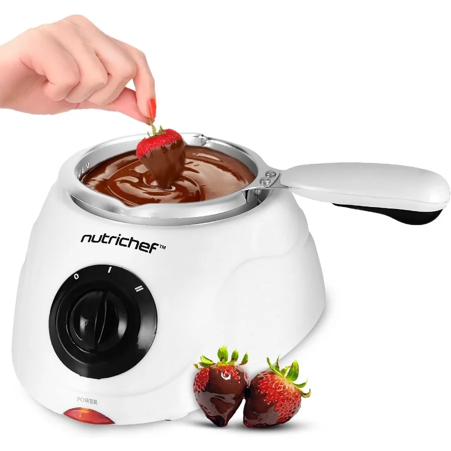 

NutriChef Electric Fondue Pot with 25W Chocolate Melting Warmer for Dessert Parties and Gatherings 8.8 Oz Capacity with Keep Wa