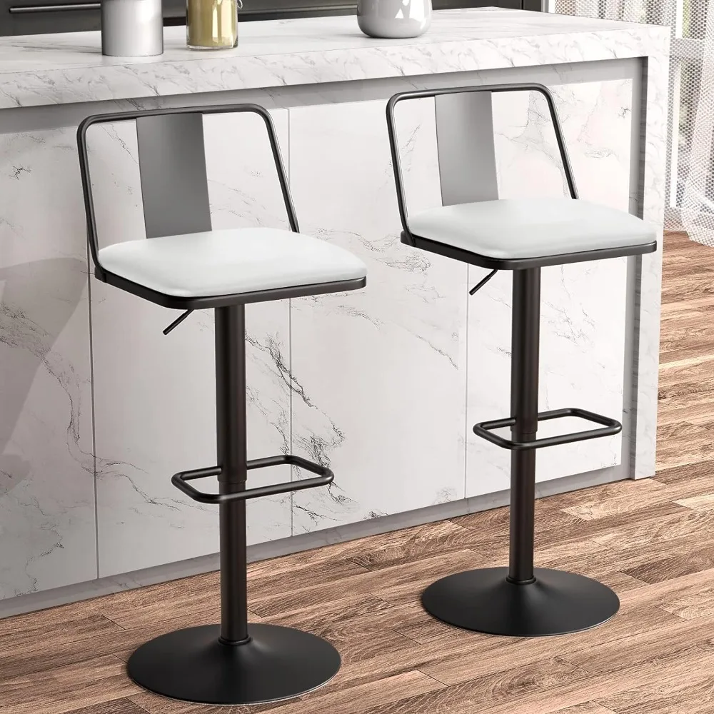 Asiento agrandado de cuero PU con respaldo de Metal, ajustable de 24 "a 33" para altura de mostrador y altura de barra, diseño moderno para Cocina