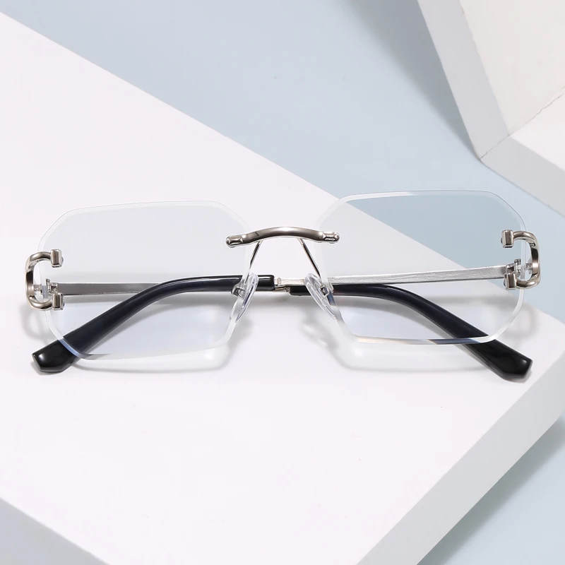 Photochromic Sunglasses Women Men Anti Blue Light Rectangle Rimless Sun Glasses Female Eyewear Male Female Eyeglasses
