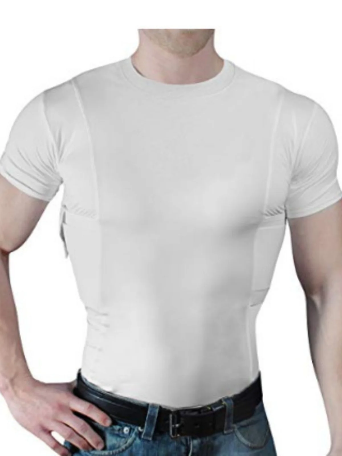 Tactical Slim Fit T-Shirt Men's Casual Hidden Gun Holster High Elasticity Polyester Short Sleeve round Neck  Color Tee