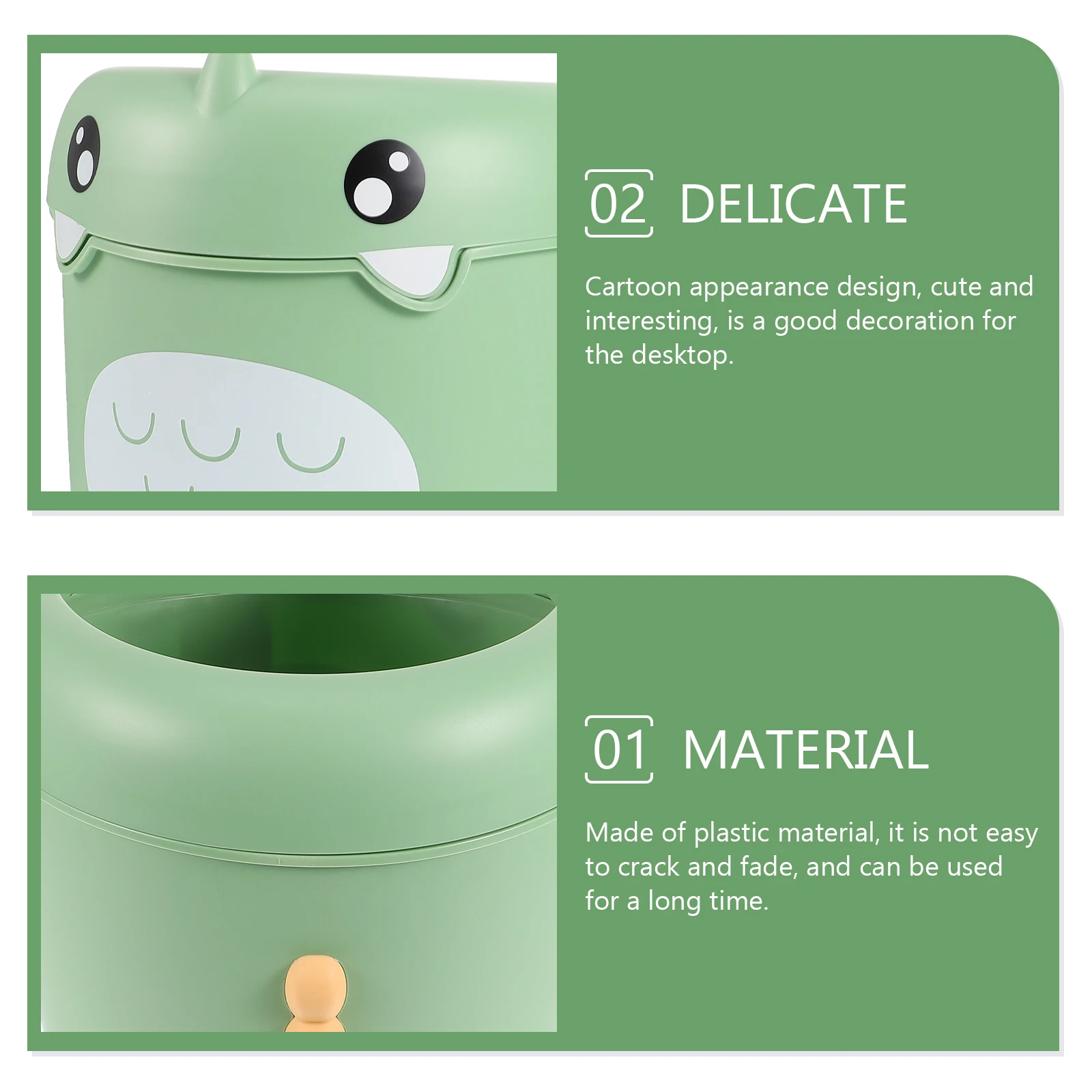 

Large Capacity Plastic Trash Can Cartoon Dinosaur Pattern Use Wastebasket For Home Office Kitchen Bedroom Waste Container