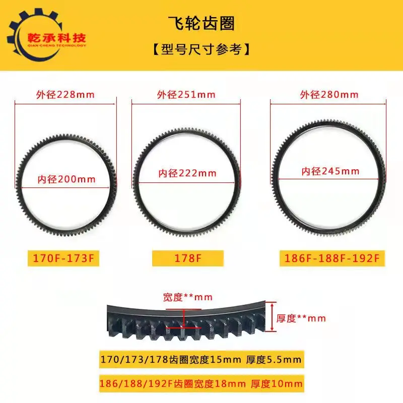 Air-cooled diesel generator accessories micro-tiller 5KW 170F 178F 186FA188 electric start flywheel tooth ring