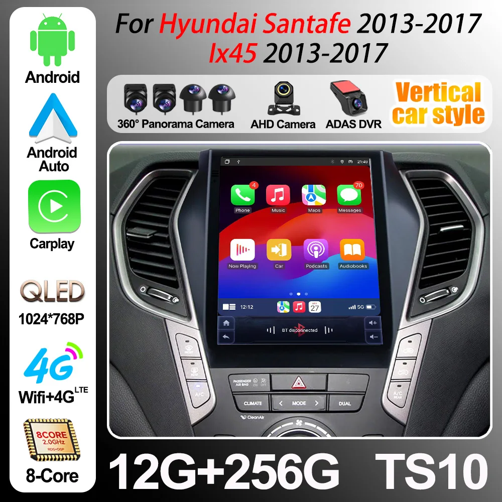 9.7 Inch Android 16 For Hyundai Santafe 2013-2017 Ix45 2013-2017 Car Radio Multimedia Player Gps Navigation Screen Head Unit 5g
