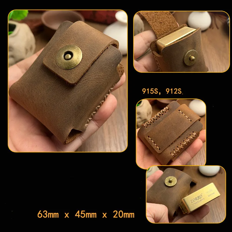 Handmade Cowhide Leather Protective Sleeve Buckle Lighter Holster Cover For Zorro 915S 912S Lighter Cover