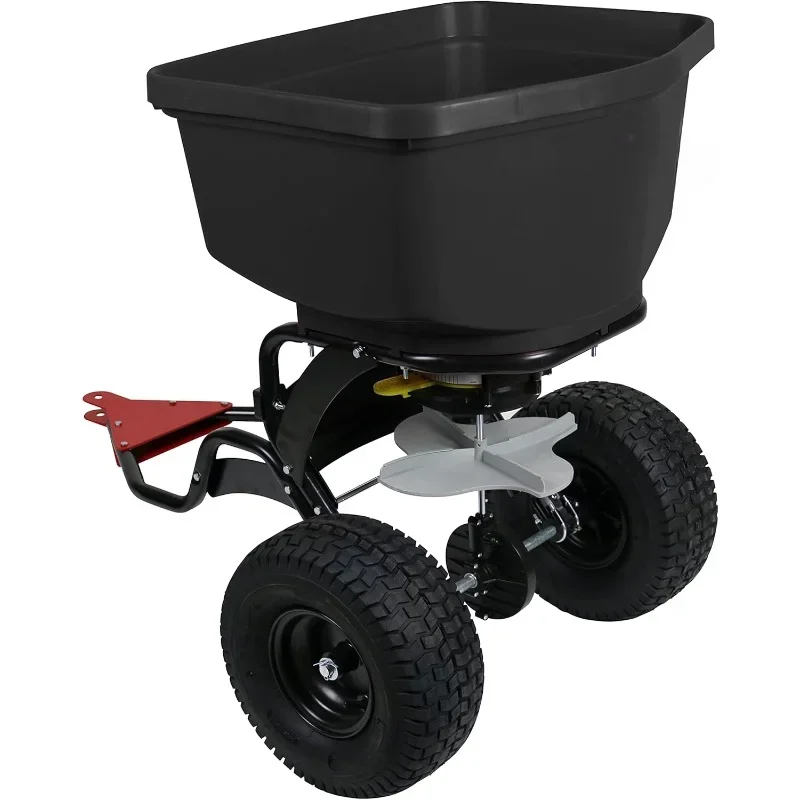 

150-Pound Tow and Pull Behind Spreader with Auto-Stop Dual Impeller That Stops When Not Moving, Designed for Farm and Tough