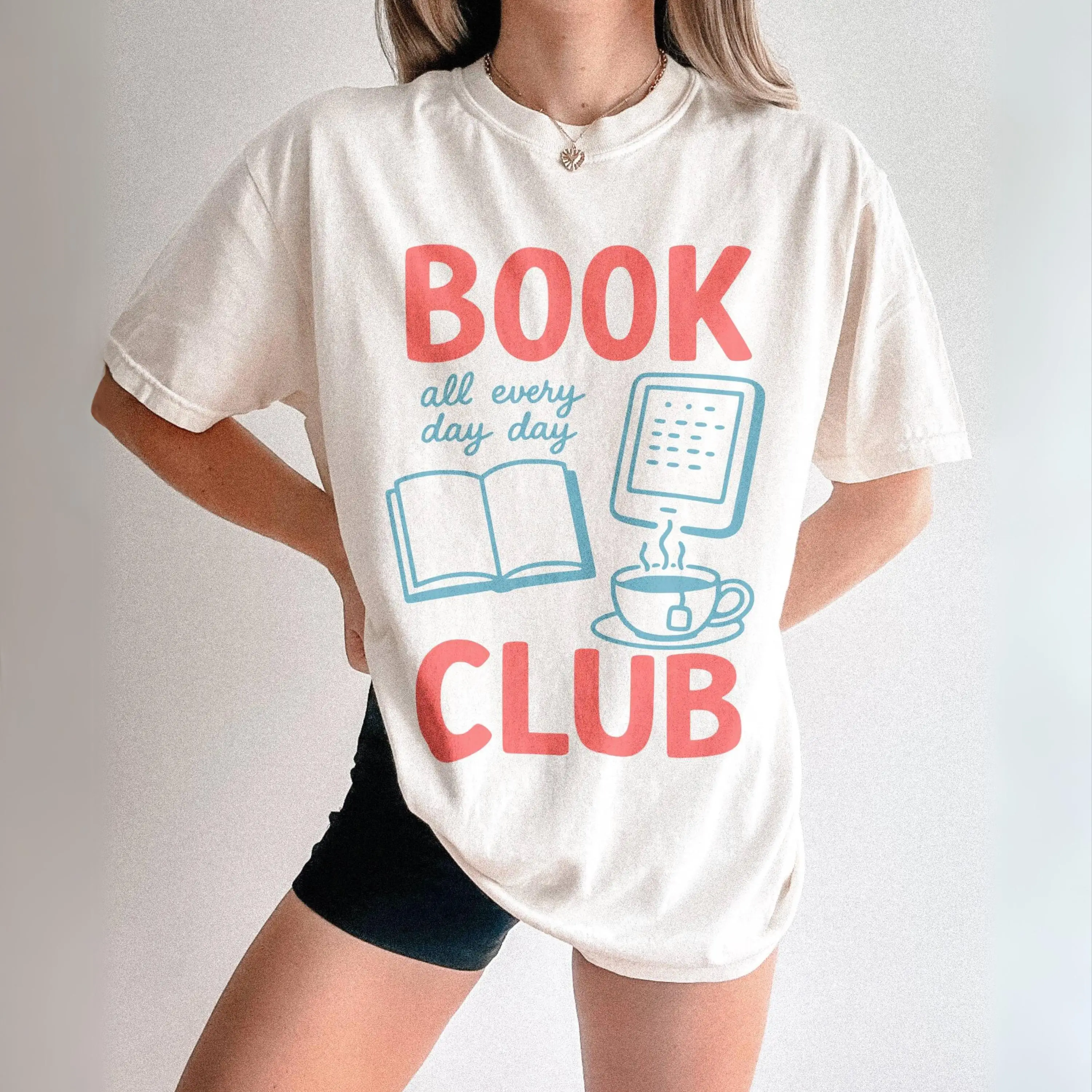 

Plus Size Summer Women's Vintage Book Club All Day T-Shirt Cotton Breathable Stylish Versatile Street Style Oversized