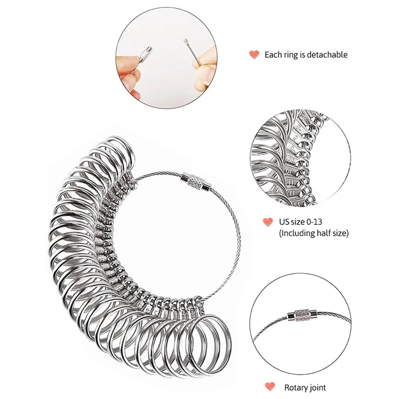 

A83F-Ring Sizer Measuring Tool Set, Ring Sizer With Magnifying Glass, Integrated Conical Solid Ring Mandrel For Ring Repair Dura