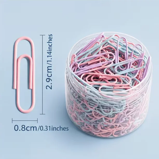 500/160pcs Mixed Colored Paper Clips, Office Supplies, Paper Fasteners, Large-Sized Document Bookmarks, Round-Shaped Paper Clips