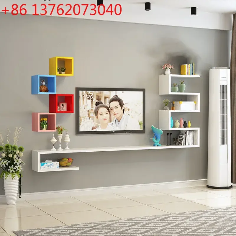 Modern simple wall TV cabinet living room baffle set-top box rack