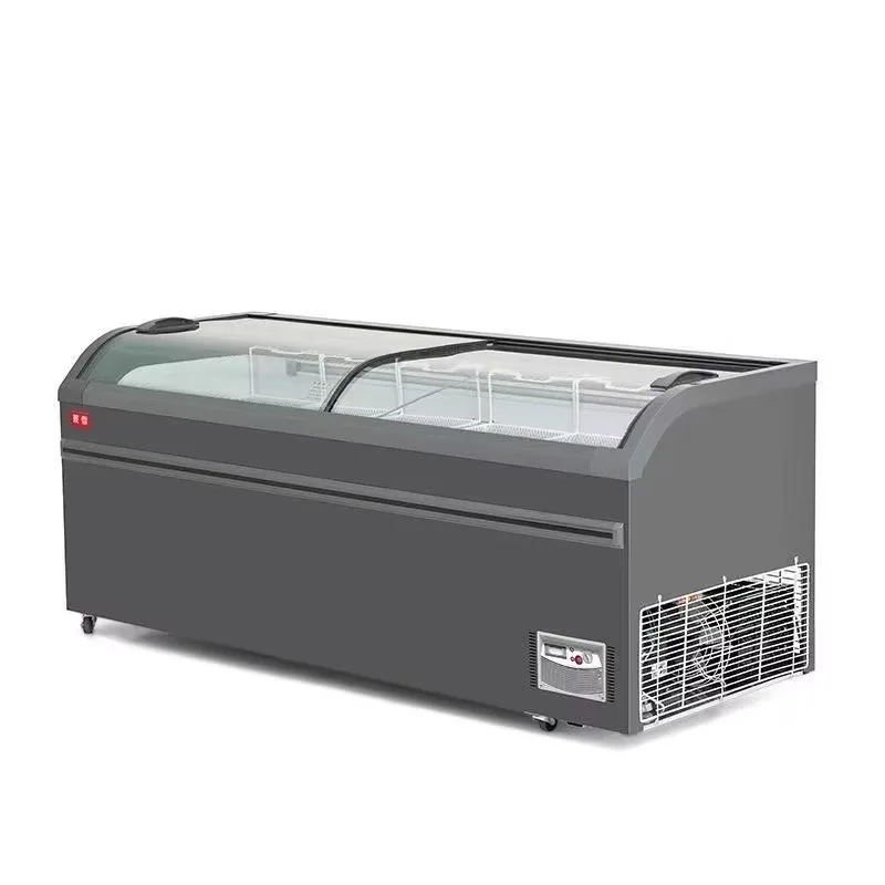 

Arc-shaped Supermarket Display Commercial Supermarket Ice Cream Meat Island Horizontal Freezer Display Cabinet