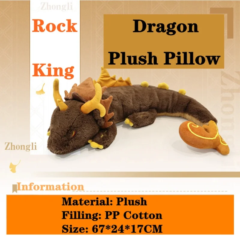 Rock King Zhong Li Gioco Cosplay Yuanshen Impact Peluche Bambola Anime Progetto Morbido Cuscino Peluche Regalo per bambini Halloween Natale Drago