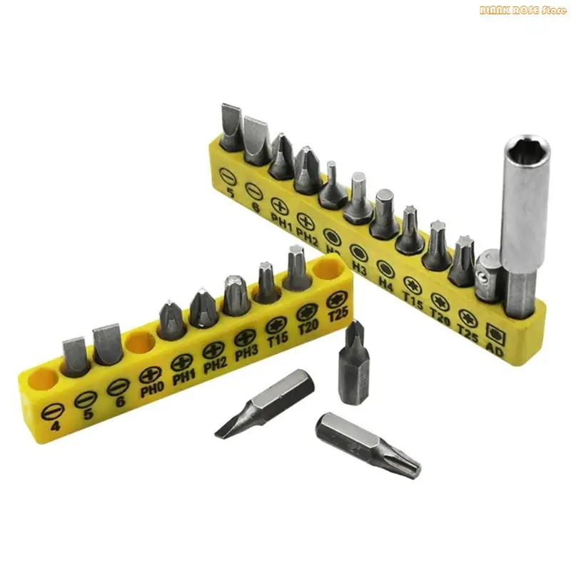 K1AE 12pc Screwdriver Bit Set With Hexagonal Extension Bar For Tight Space Professional Alloy Steel Screwdriver Accessories