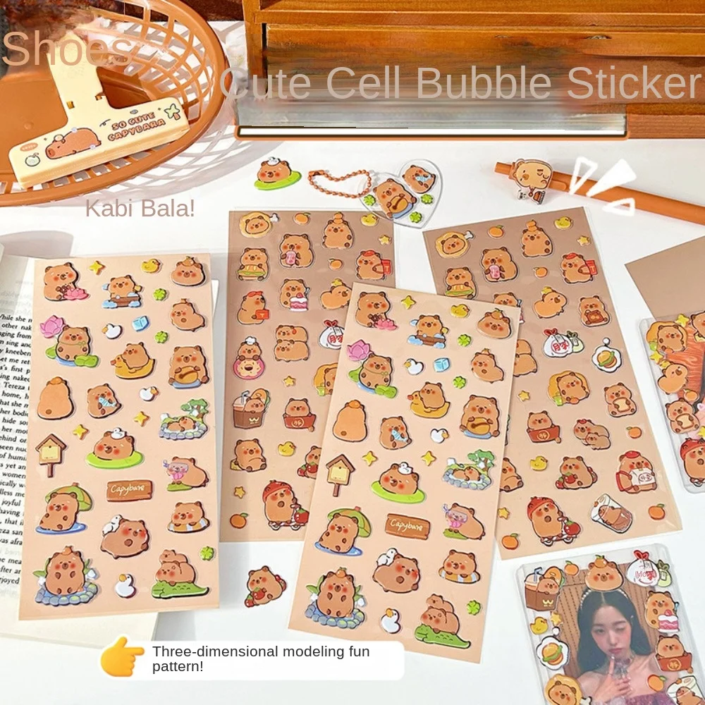 Lovely Capybara Bubble Stickers New 3D PVC Hand Accounting Stickers Reusable Stationery Stickers Easy To Tear Off