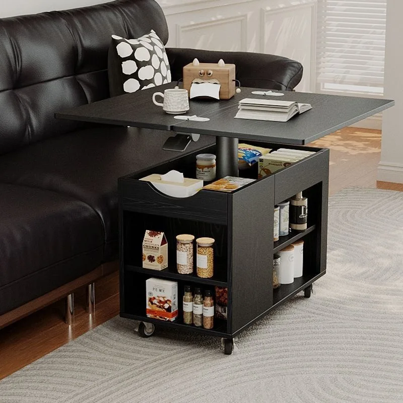 Foldable mobile lifting tea table Small apartment living room Multifunctional tea table