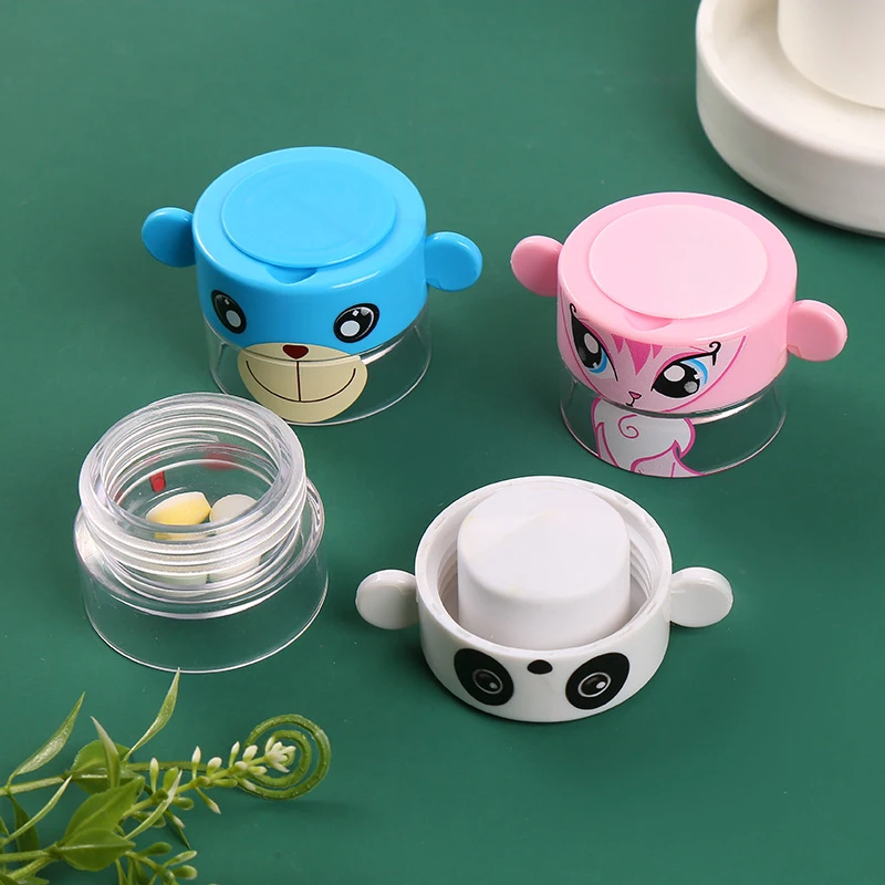 Pill Pulverizer Plastic Cute Cartoon Medicines Storage Box Portable Convenient Quick Grinding Tablet Grinder