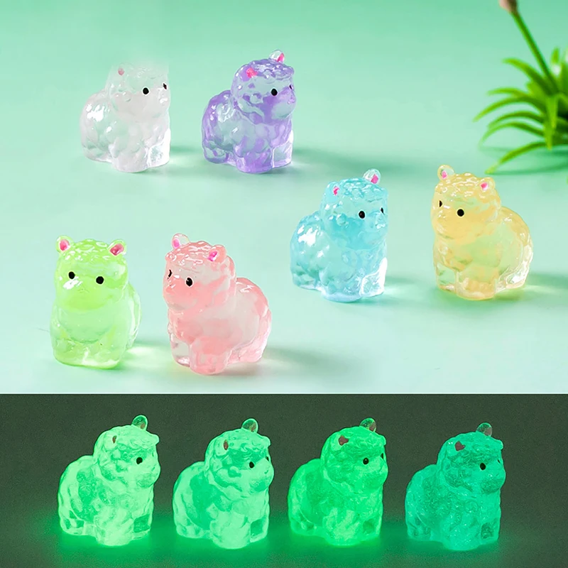 Luminous Micro Landscape Alpaca Ornaments DIY Resin Garden Decoration Outdoor Patio Lawn Yard Garden Accessories